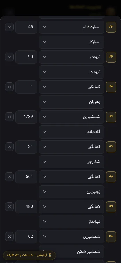 ردیف‌های نیروهای شناسایی‌شده از تصویر جاسوسی